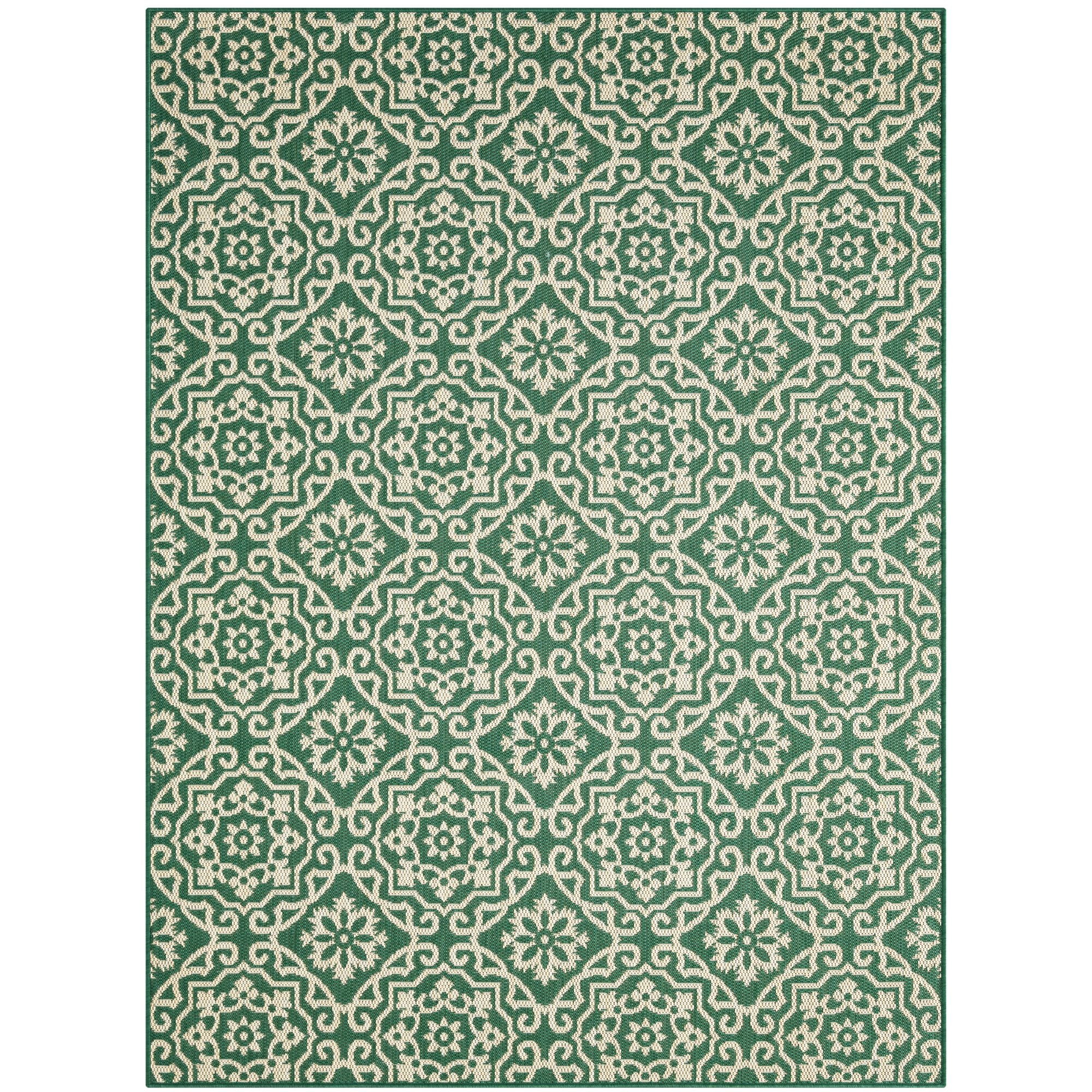 Danica 6' x 9' Green/Beige Geometric Synthetic Area Rug