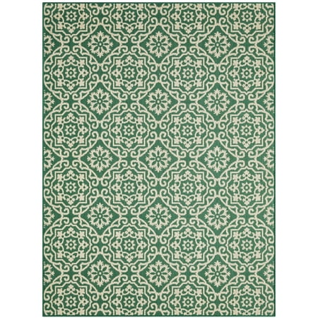 Nicole Miller New York Patio Country Danica Transitional Geometric Indoor/Outdoor Area Rug, Green/Beige, 7'9"x10'2"