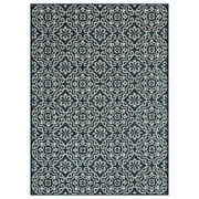 Nicole Miller New York Patio Country Danica Transitional Geometric Indoor/Outdoor Area Rug, Navy Blue/Ivory , 6'6"x9'2"