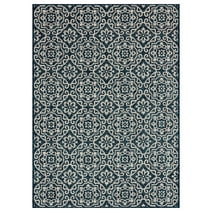 Nicole Miller New York Patio Country Danica Transitional Geometric Indoor/Outdoor Area Rug, Navy Blue/Ivory , 6'6"x9'2"