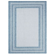Nicole Miller New York Patio Country Layla Modern Border Indoor/Outdoor Area Rug, Blue/Ivory , 7'9"x10'2"