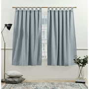 Nicole Miller New York Peterson Cotton Blend Tuxedo Tab Top Light Filtering Curtain Panels, 54x 63, Slate Blue, Set of 2