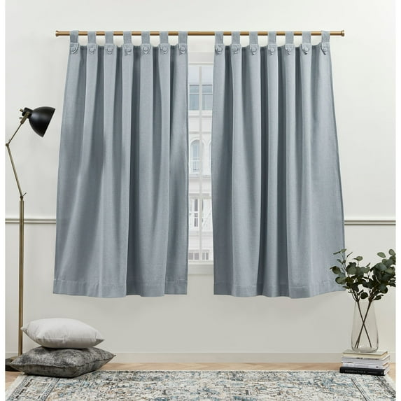 Nicole Miller New York Peterson Cotton Blend Tuxedo Tab Top Light Filtering Curtain Panels, 54"x 63", Slate Blue, Set of 2