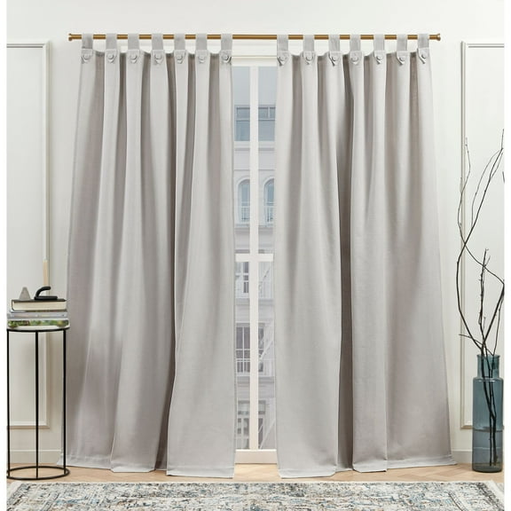 Nicole Miller New York Peterson Cotton Blend Tuxedo Tab Top Light Filtering Curtain Panels, 54"x 84", Silver, Set of 2