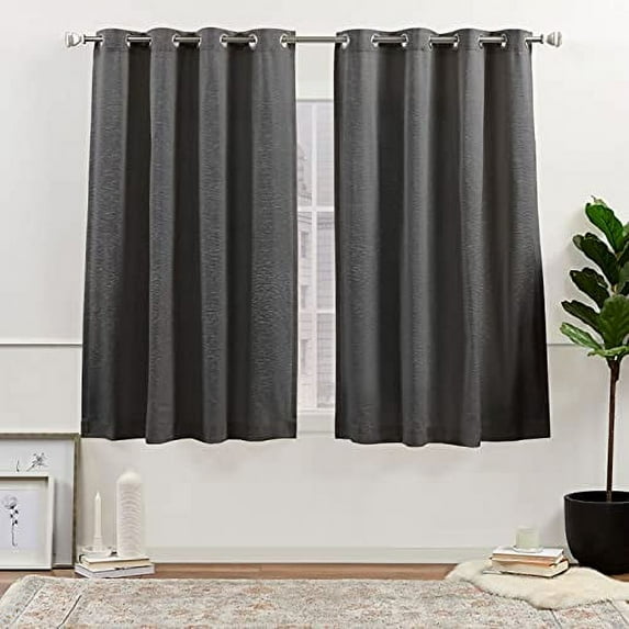 Nicole Miller New York Sawyer Cotton Blend Grommet Top Light Filtering Curtain Panels, 52"x63", Gunmetal, Set of 2