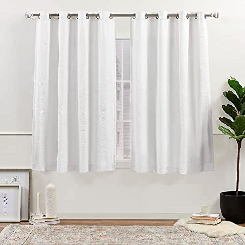 Nicole Miller New York Sawyer Cotton Blend Grommet Top Light Filtering Curtain Panels, 52"x63", White, Set of 2