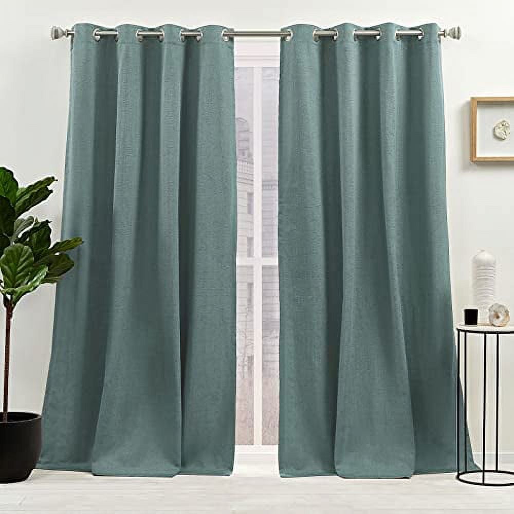 Sage Green Cotton Blend Sheer Grommet Window Panels, 52"x96"