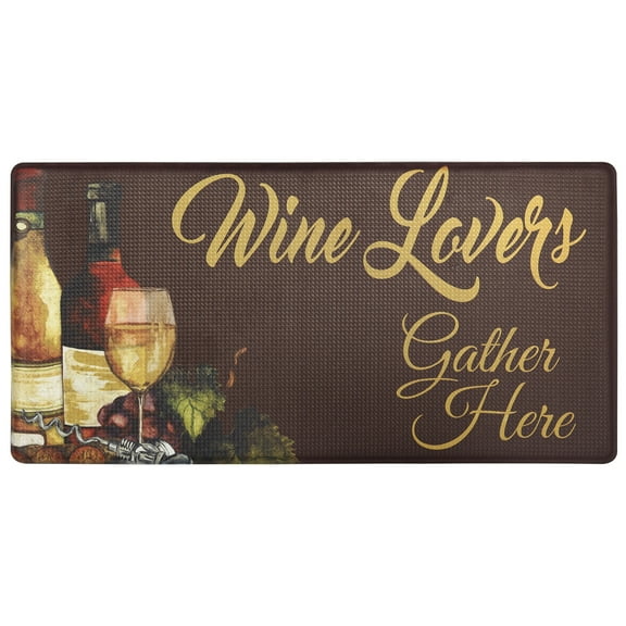 Nicole Miller New York Wine Lovers Anti-Fatigue Kitchen Mat, Red/Green, 20"x39"