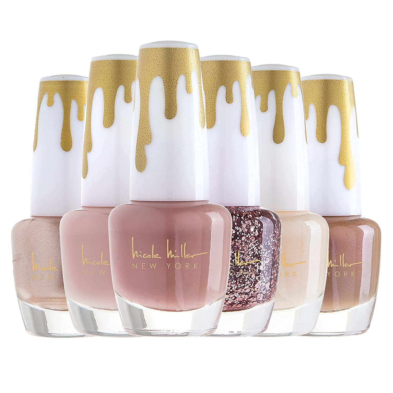 Nicole Miller Nude Nail Polish for Women and Girls, Set of 6 Quick Dry