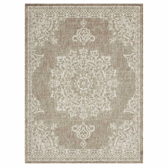 Nicole Miller Patio Country Azalea Indoor/Outdoor Area Rug Taupe 5'2"x7'2"