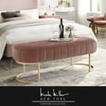 thumbnail image 1 of Nicole Miller Ridge Velvet Bench Upholstered Side Channel Tufted Matte Finish Metal Base, Blush/Gold, 1 of 10