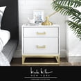 thumbnail image 1 of Nicole Miller Side Table Nightstand Varelli 2 Drawers Gold Metal Handle/ Base, White/Gold, 1 of 9