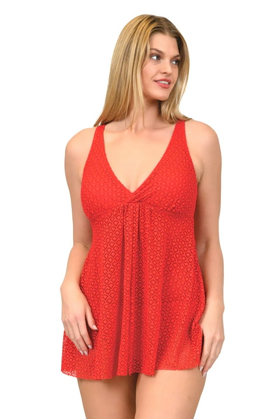 Studio Crochet Textured Flyaway Swimsuit Swimdress - Size Large