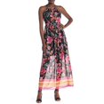 thumbnail image 1 of Nicole Miller Studio Sleeveless Keyhole Floral Print Maxi Dress Black Fuschia, 10, 1 of 2