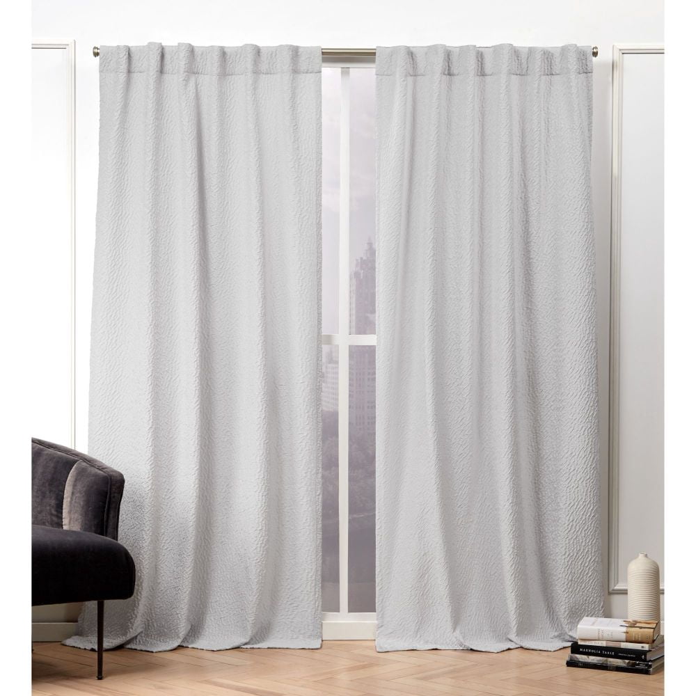 Nicole Miller Textured Matelassé Hidden Tab/Rod Pocket Top Light Filtering Curtain Panel Pair, 50"x84", Dove Grey