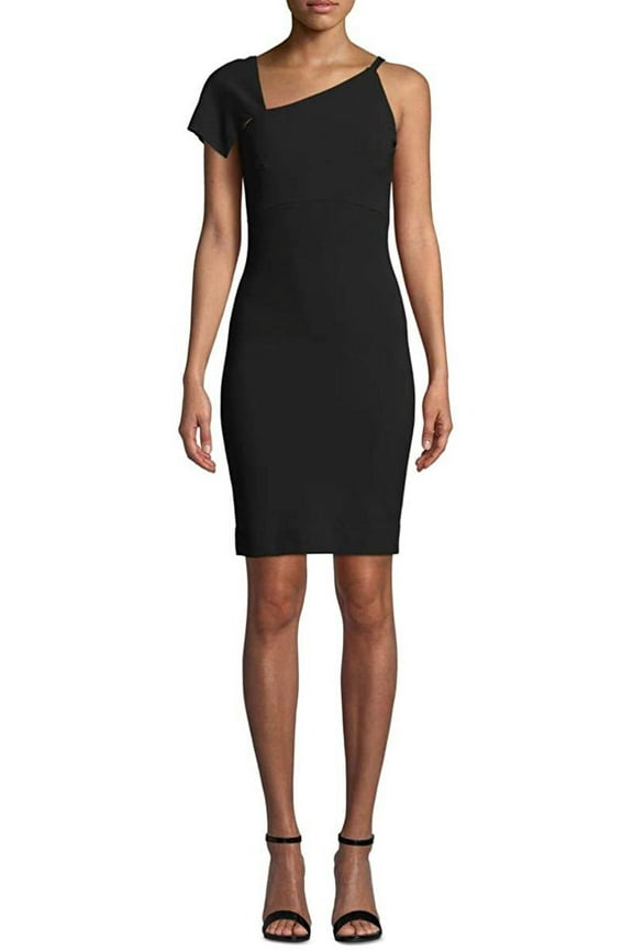 Women's Artelier Black Heavy Jersey One Shoulder Mini Dress Black Size 14
