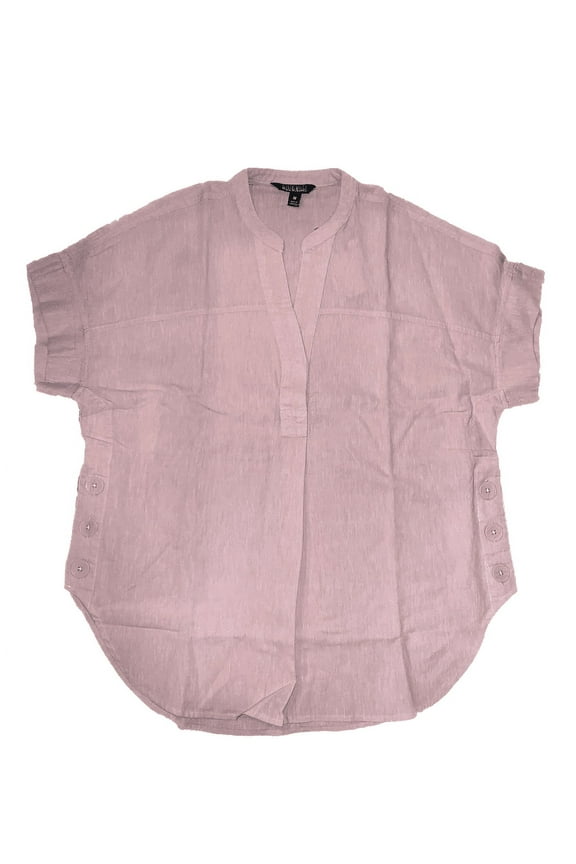 Women's Cap Sleeve V-Neckline Top (Lt Pink, XXL)