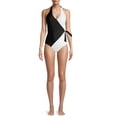 thumbnail image 1 of Nicole Miller Women's Colorblock Wrap One Piece Swimsuit, 1 of 6