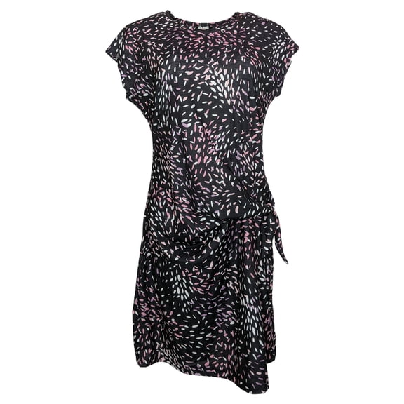 Nicole Miller Women's Dresses Sz S Short Sleeve Side Tie Knot Shirt Dress Black