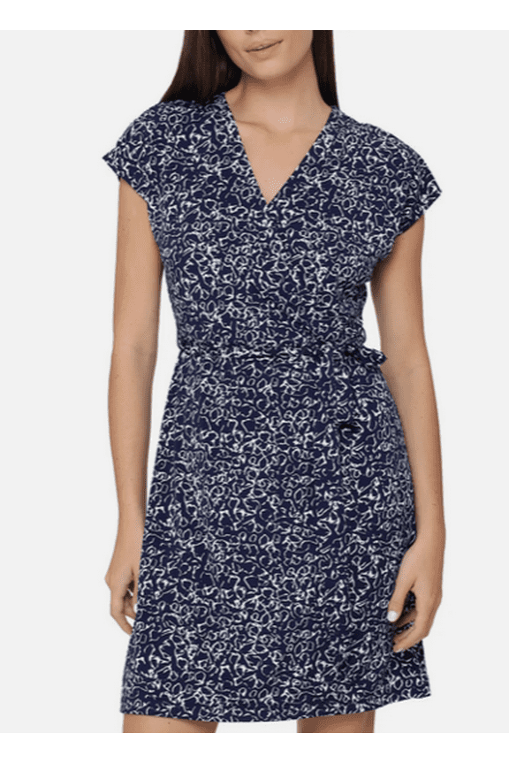 Women's Faux Wrap Dress Navy/White Medium