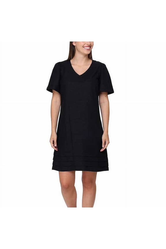 Women's Linen Dress, Black Medium
