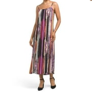 Nicole Miller Womens Multi Color Abstract Stripe Summer Maxi Dress-Purple / S