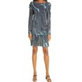 thumbnail image 1 of Nicole Miller Women's Teal Neptune Swirl Mesh Mini Dress, Large, 1 of 1