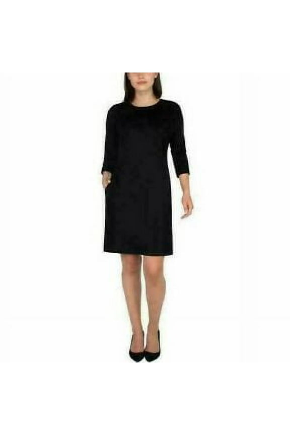 Womens 3/4 Sleeve Dresses for women (Black, X- Large)