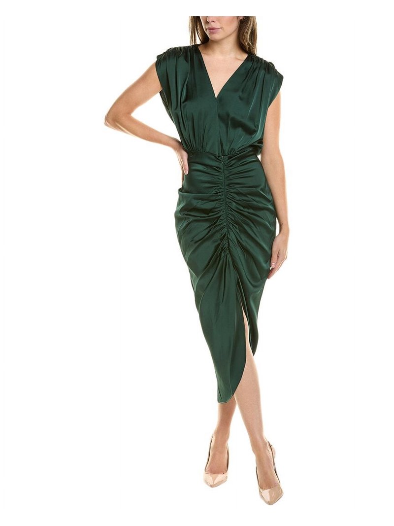 green emerald velvet dress Nicole Miller 70's Heritage Silk Dress Olive Green Size 0 SKU 000077   Designers On A Dime