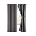 thumbnail image 1 of Nicole - Premium Grommet Blackout Window Curtain Panel with Tiebacks - Solid Thermal Insulated Draperies (54" W x 96" L, Light Grey), 1 of 5