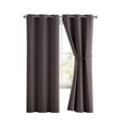 thumbnail image 1 of Nicole Premium Solid Thermal Insulated Draperies - Blackout Window Grommet Curtain Panel with Tiebacks (Panel Pair 38" W x 84" L, Charcoal), 1 of 4