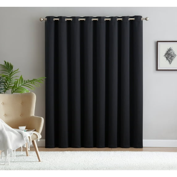 Nicole Premium Solid Thermal Insulated Draperies - Blackout Window Grommet Curtain Panel with Tiebacks (Single Panel 54" W x 63" L, Black)