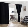 thumbnail image 1 of Nicole - Wall-to-Wall Pair - Premium Thermal Insulated Blackout Grommet Curtains - 18 Grommets Each - 2 Fabric Tiebacks - Ideal for Window Decor or Room Divider (2 Panels, 108" W x 120" L, Black), 1 of 3