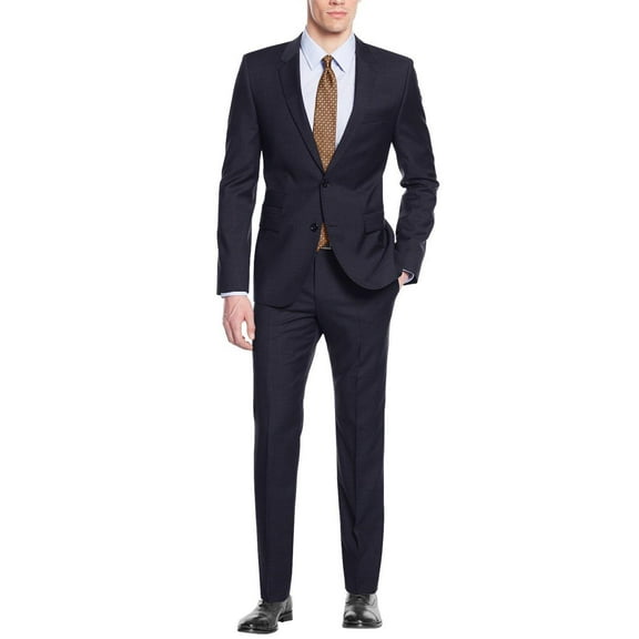 Nicoletti Men's Suit Two Button 2 Piece Working Buttonholes Jacket Modern Fit Navy
