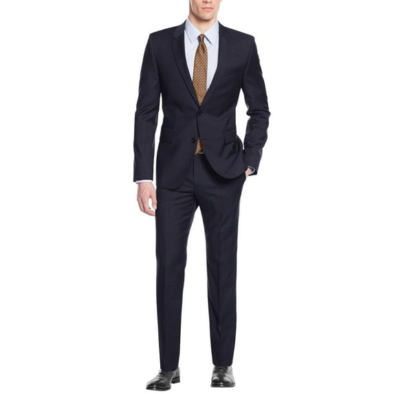 Nicoletti Men's Suit Two Button 2 Piece Working Buttonholes Jacket Modern Fit Navy
