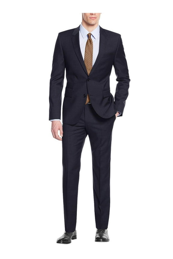 Men's Suit Two Button 2 Piece Working Buttonholes Jacket Modern Fit Navy