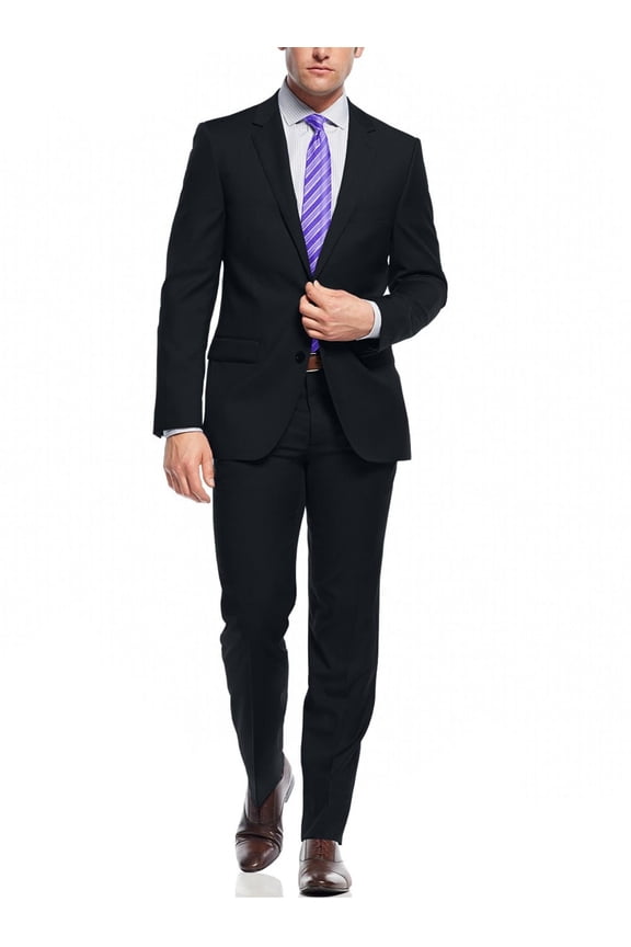 Mens Suit Slim Fit 2 Piece Two Button Working Buttonholes Jacket Night Navy