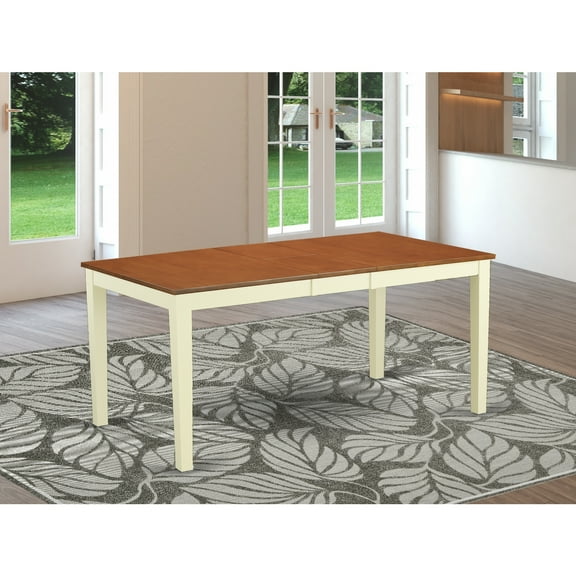 Nicoli Rectangular Dining Table 36"x66" with 12" Butterfly Leaf-Finish:Buttermilk & Cherry