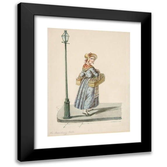 Nicolino Calyo 19x24 Black Modern Framed Museum Art Print Titled - The Strawberry Girl (ca. 1840)