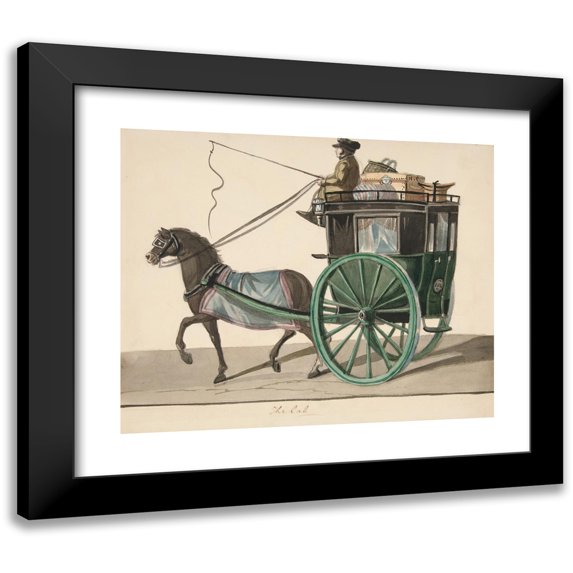Nicolino Calyo 24x20 Black Modern Framed Museum Art Print Titled - The Cab (ca. 1840)