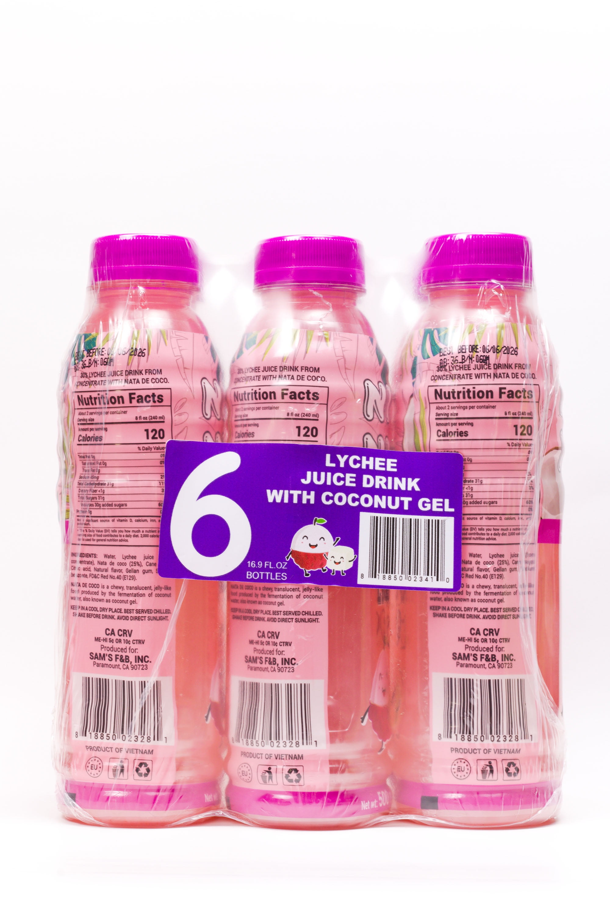 Niconico juice drink with nata de coco 30% Lychee fruit juice 16.9