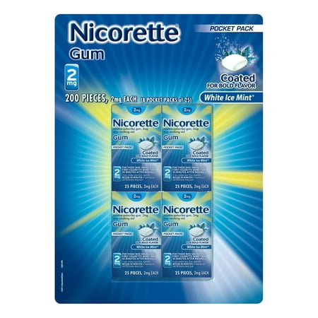 Nicorette 2 mg Gum - White Ice Mint - 25 pieces - 8 packs