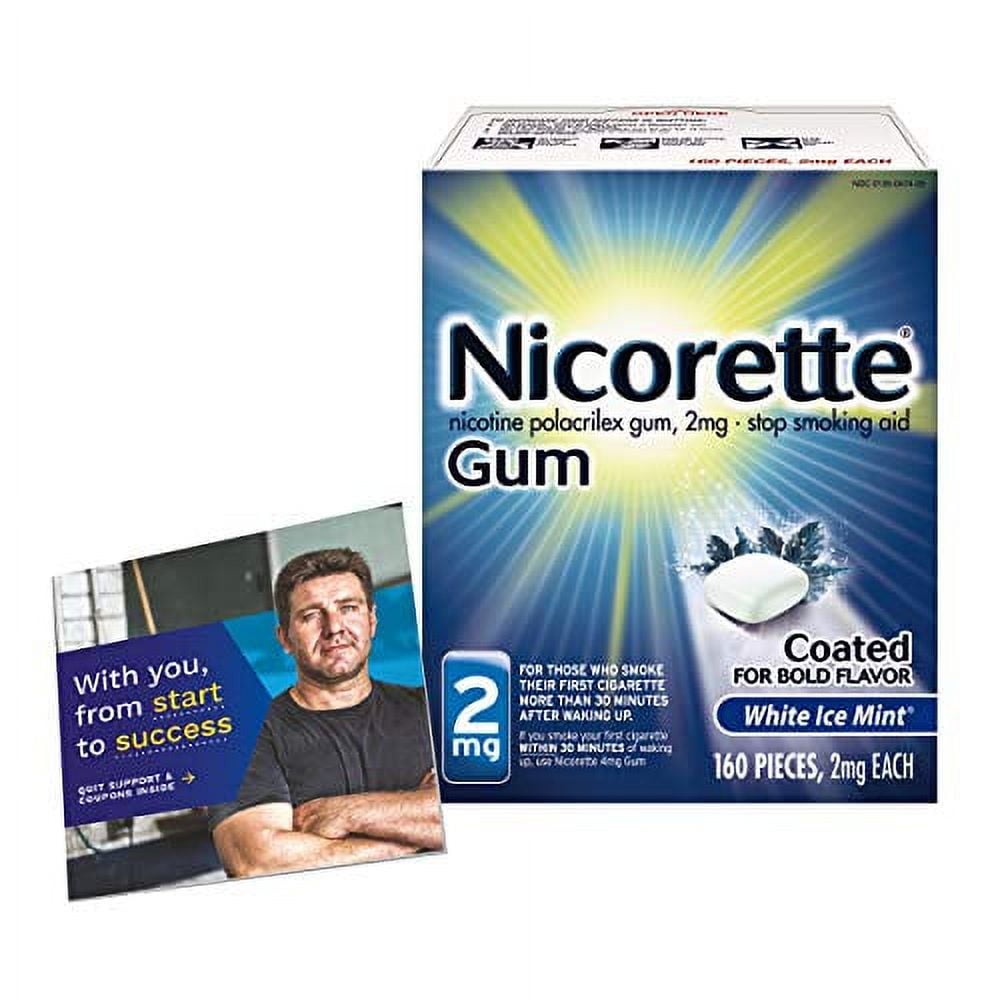 GLAXOSMITHKLINE Nicorette 2 mg Nicotine Gum to Help Quit Smoking - White Ice Mint Flavored Stop Smoking Aid, 160 Count