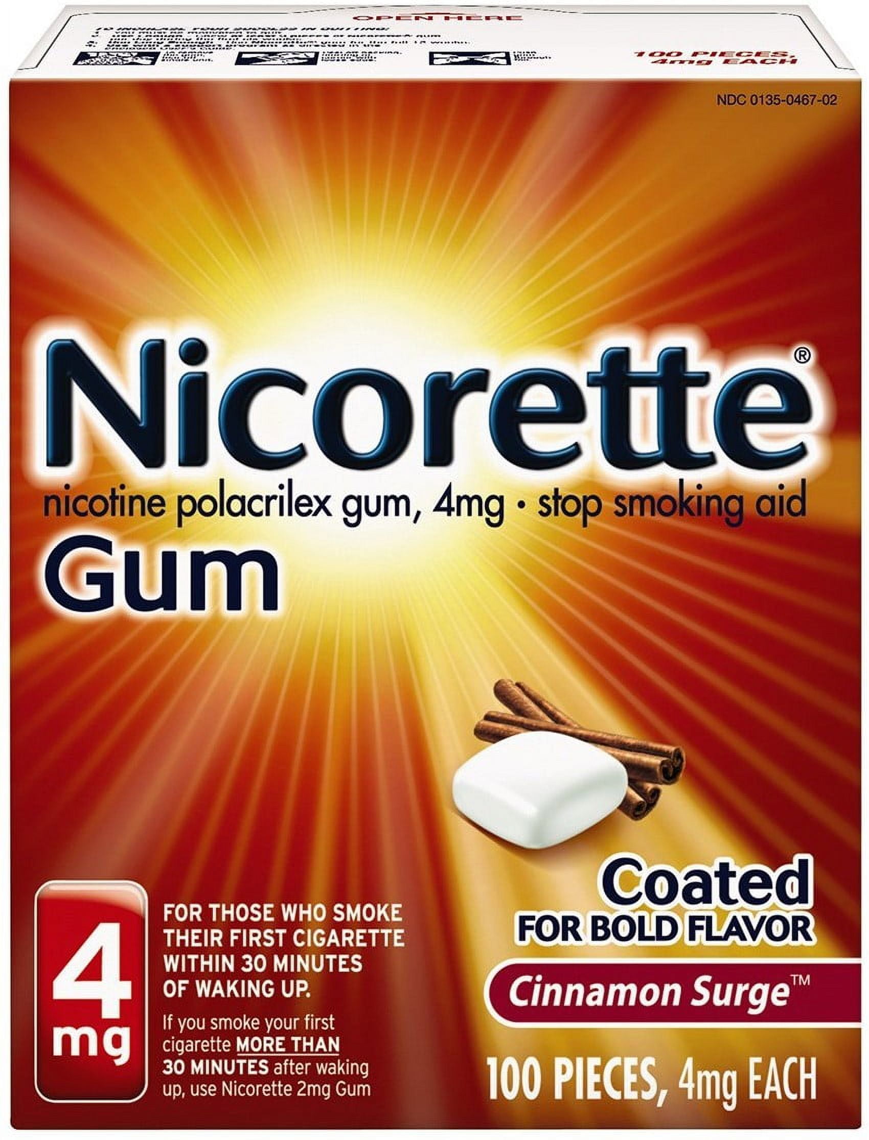 Nicorette 4 mg Nicotine Gum, Cinnamon Surge 100 ea (Pack of 4)