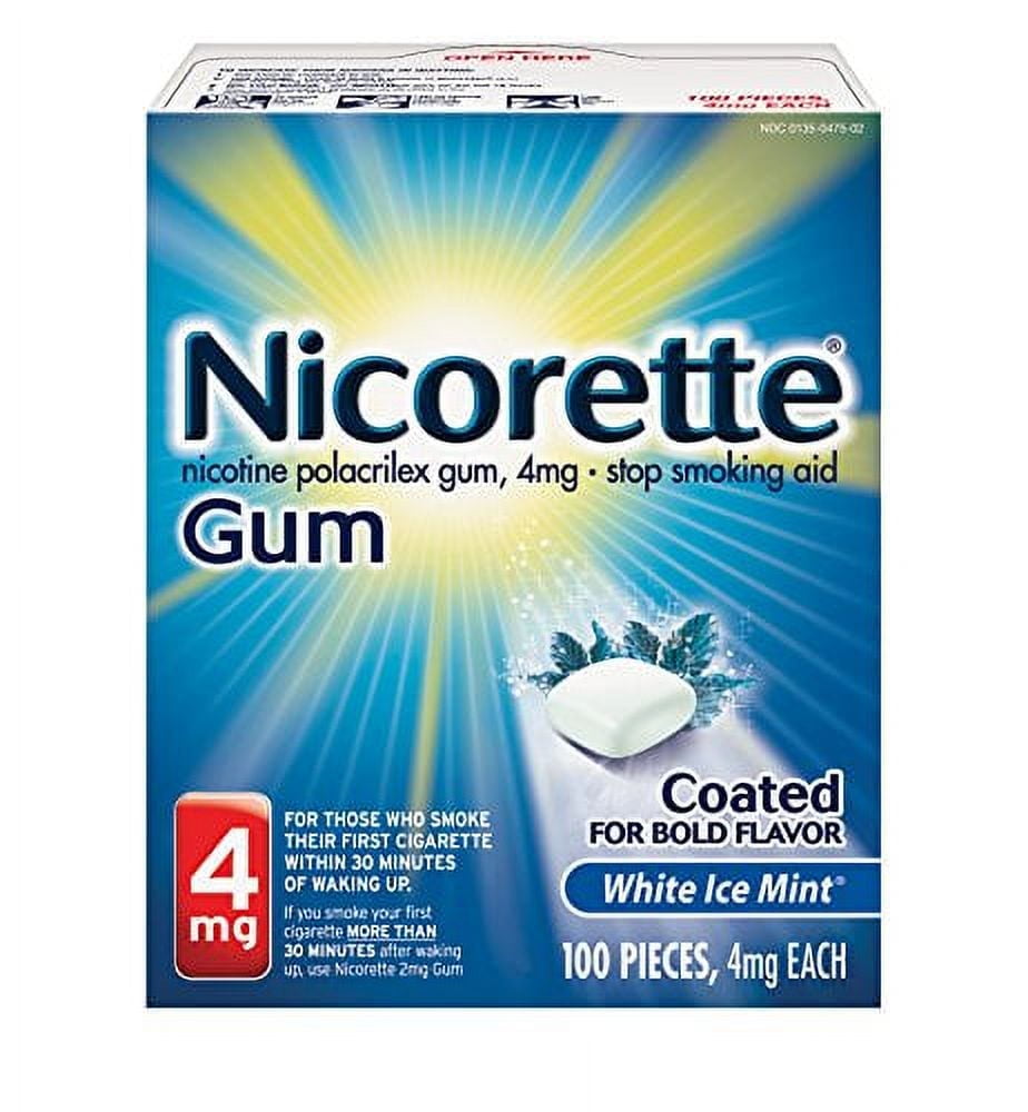 Nicorette Gum Nicotine Gum White Ice Mint, 4 mg, 100 Count Each