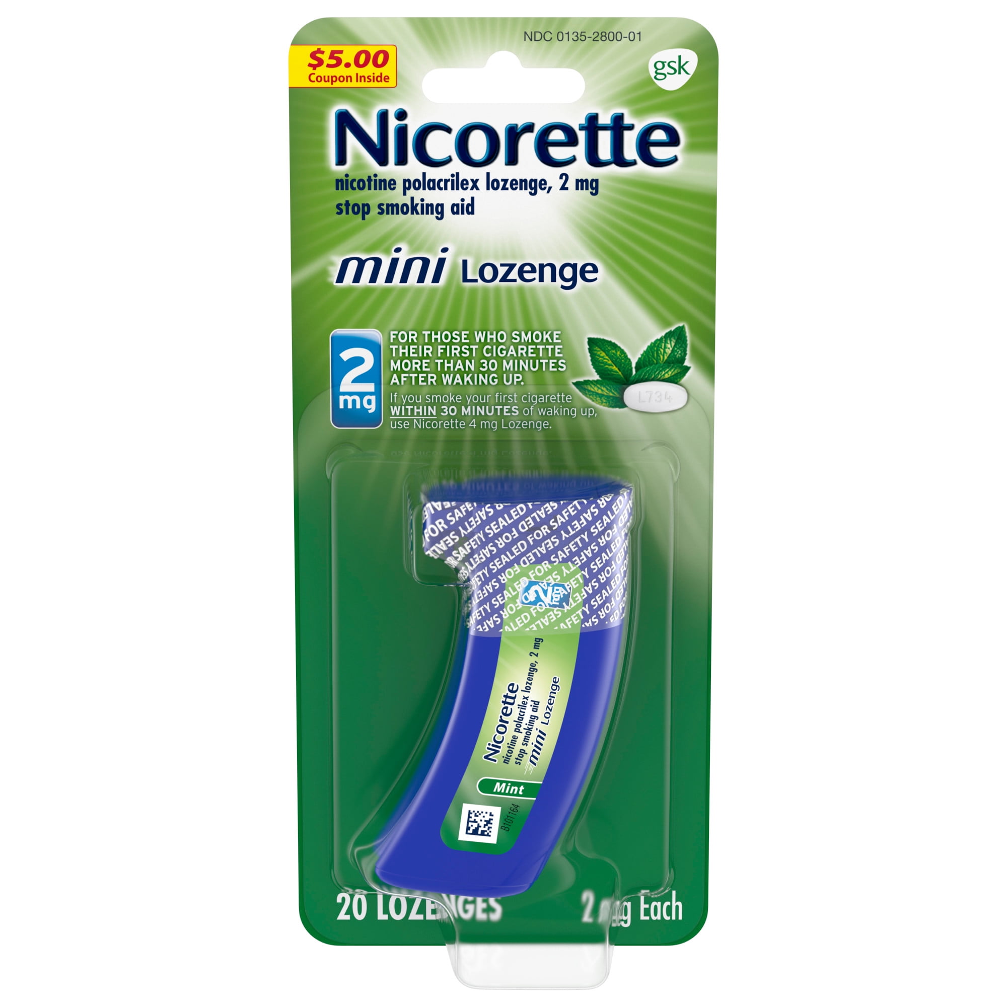 Nicorette Mini Nicotine Lozenges Stop Smoking Aid 2 Mg Mint - 20 Ct ...