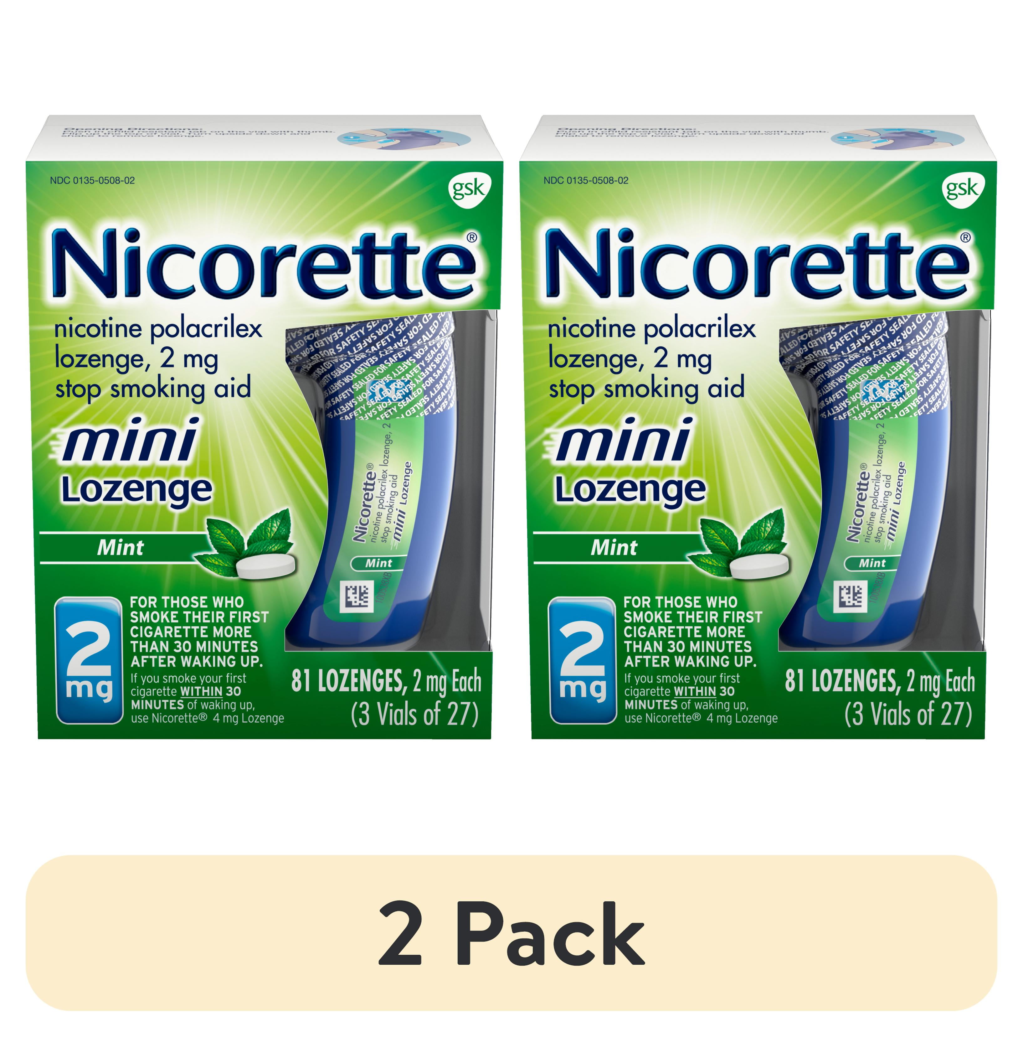 (2 pack) Nicorette Mini Nicotine Lozenges Stop Smoking Aid 2 Mg Mint
