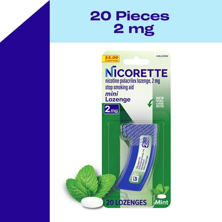 Nicorette Mini Nicotine Lozenges Stop Smoking Aid 2 Mg Mint - 20 Ct