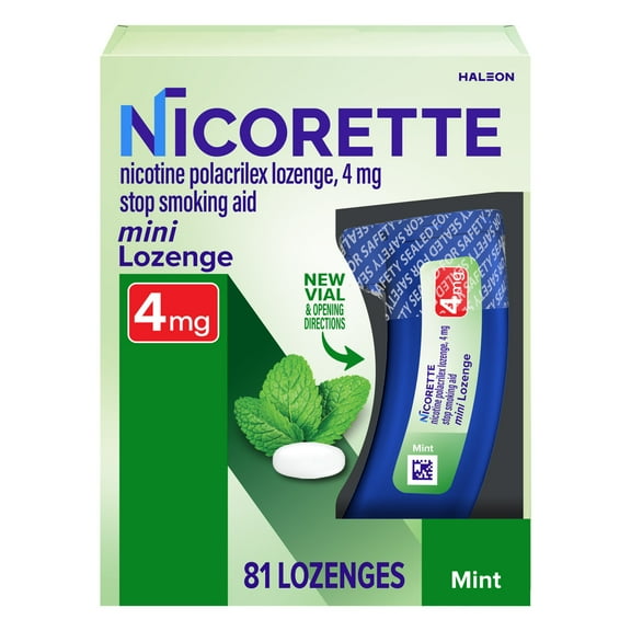 Nicorette Mini Nicotine Lozenges to Stop Smoking, Mint Flavor, 4 Mg - 81 Count