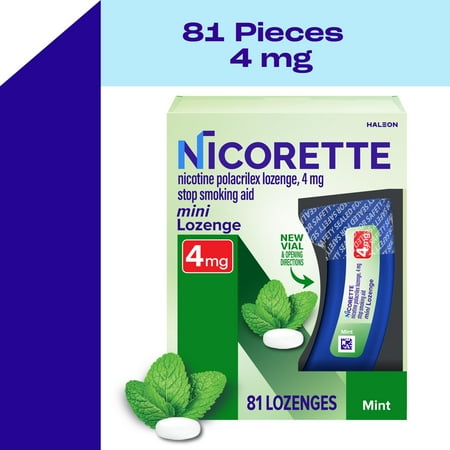 Nicorette Mini Nicotine Lozenges to Stop Smoking, Mint Flavor, 4 mg - 81 Count